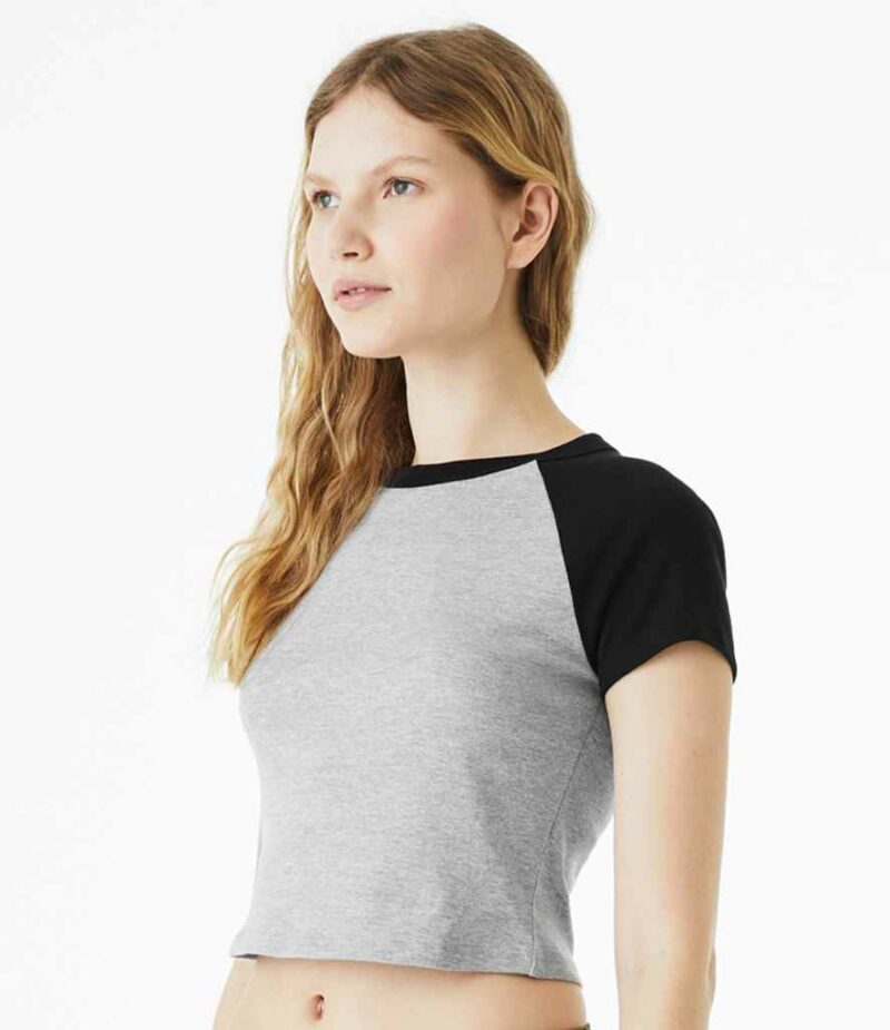 Bella Ladies Micro Rib Raglan Baby T-Shirt - Image 4