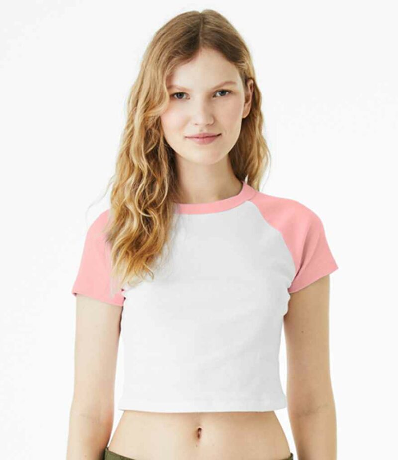 Bella Ladies Micro Rib Raglan Baby T-Shirt - Image 2
