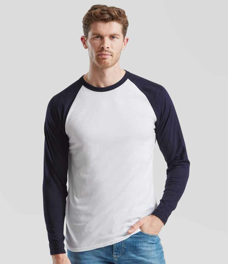 Fruit of the Loom Contrast Long Sleeve Baseball T-Shirt - Image 2